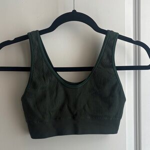 Aerie Dark Green Ribbed Sports Bra